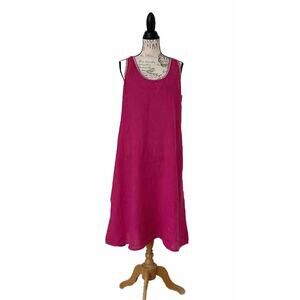 Piazza Del Tempio Dress Womens Hot Pink Linen Sleeveless Size XL